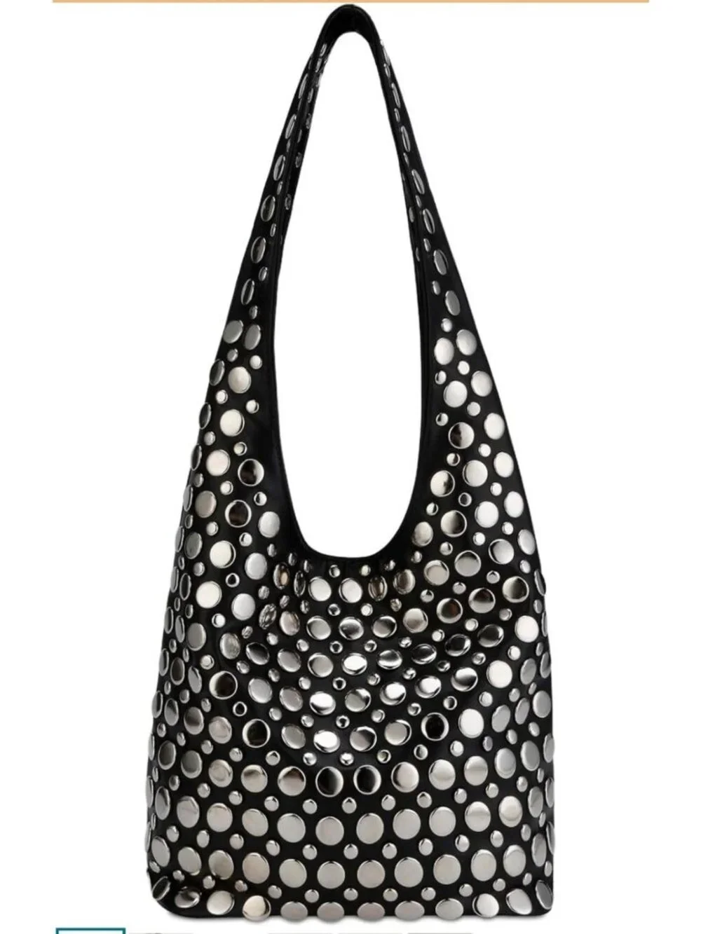 Punk-Inspired Studded HOBO Bag Luxury Trendy Chic Shoulder Handbag PU Leather